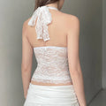 Lace Patchwork Camisoles Backless Transparent - Other