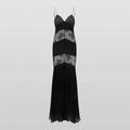 Lace See Through Sling Maxi Dress Women Slim Black Backless - S / black - Other