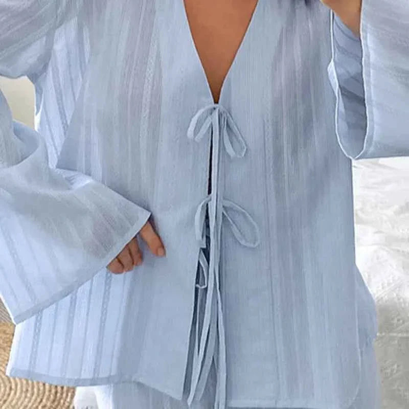 Lace Up Cardigan Shorts Two Pieces Set