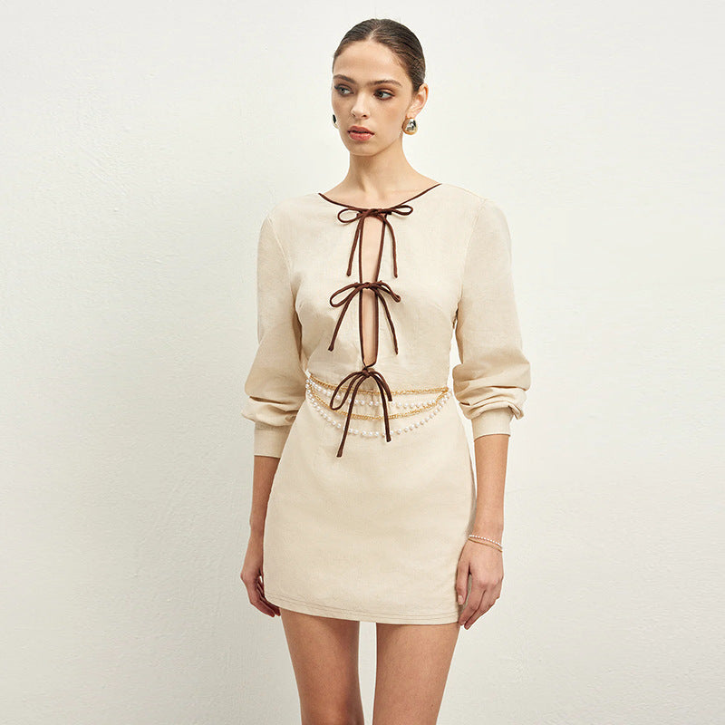 Lace-up Cutout Backless Dress Female - Other