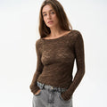 Lace Women’S Tops Hollow Out Basic Casual Elegant Long Sleeve - Other