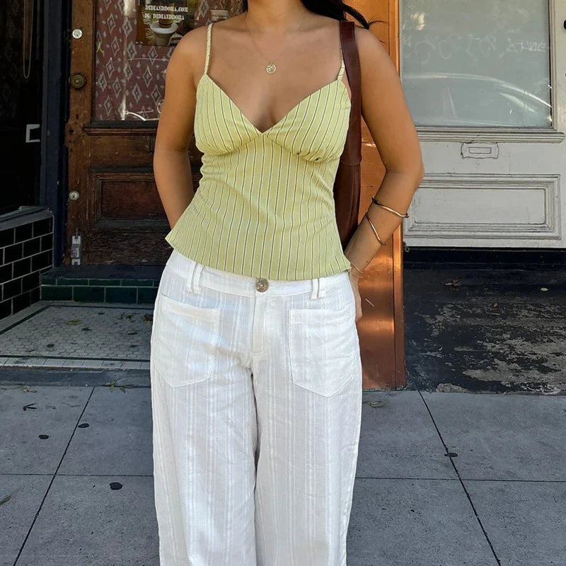 Ladies Fashion Striped Camis Tops