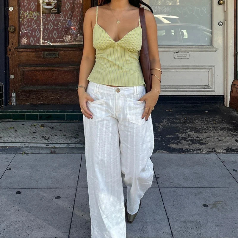 Ladies Fashion Striped Camis Tops