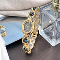 Ladies' Oval Sun Print Rhinestone Dial Elegant Lady Quartz Watch