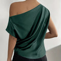 Ladies’ Solid Color Asymmetrical Off Shoulder Top - Other
