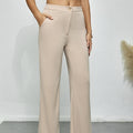 Ladies’ Solid Color Elegant Fashion With Pockets Slimming Pants - BE / L - Other