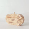 Lady Women Rattan Clutch Acrylic Egg Cane Bag