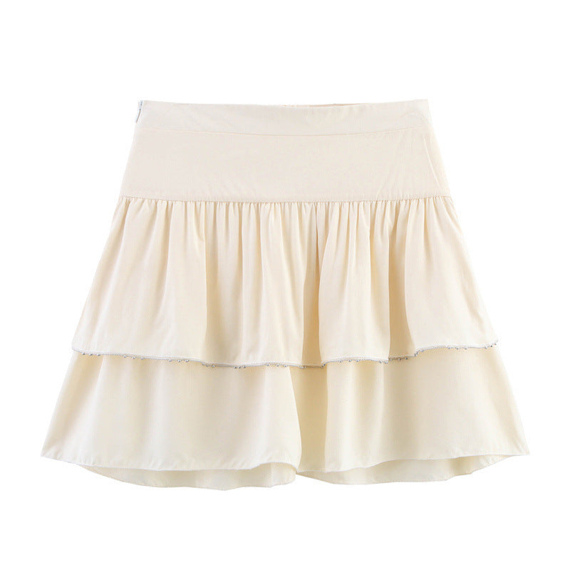 Laminated Decoration Short Skirt - Other