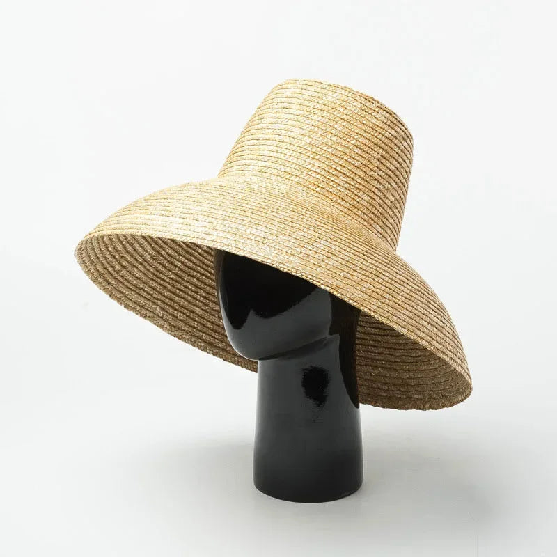 Lamp-shaped High Top Sun Hat - Light board straw / M 56-58cm
