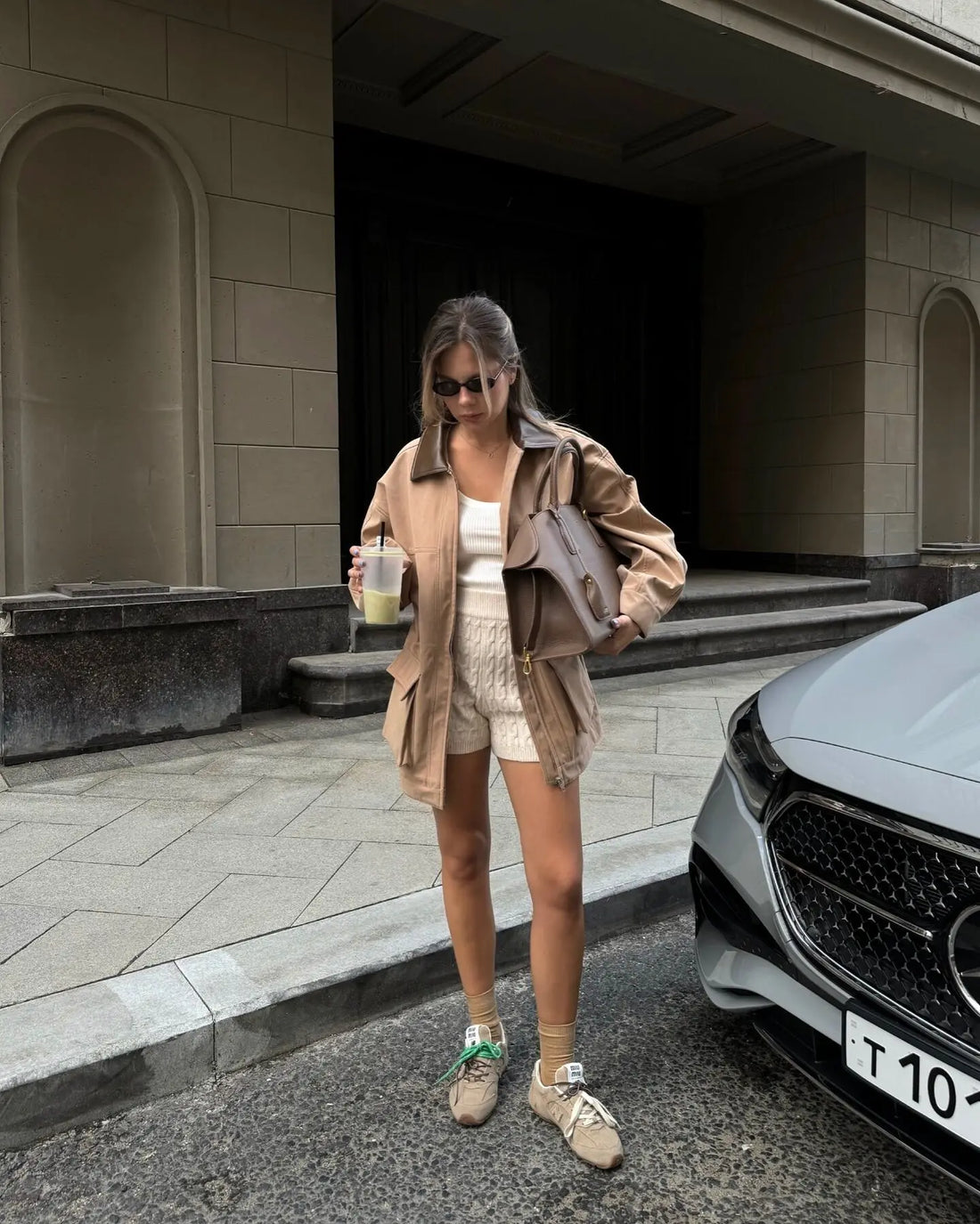 Lapel Contrast Color Large Pocket Mid-length Jacket