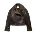 Lapel Patchwork Fleece Motorcycle Short Jacket Coat - electronic accessories
