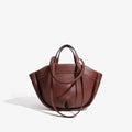 Large Capacity Brown Tote Bag Soft Super Fiber Synthetic Leather