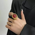 Large Resin Gemstone Open Ring Female Mid-ancient Wide Version Gold - electronic accessories