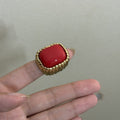Large Square Resin Open Ring - Red - electronic accessories