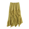 Layered Mid-length All-match Skirt - Olive Green / L