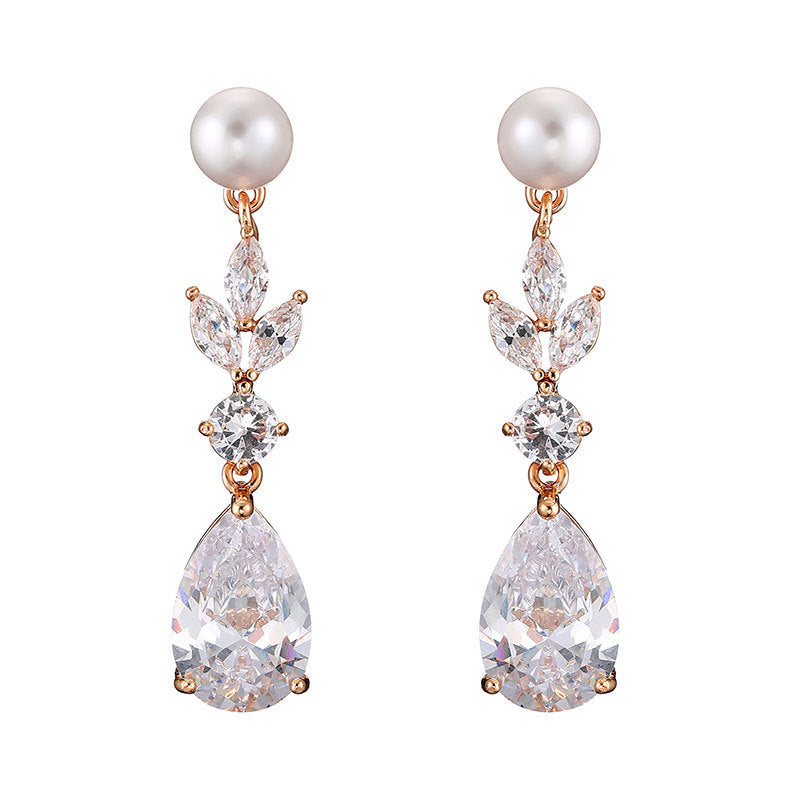 Leaves Zircon Water Drop Earrings Women - electronic accessories