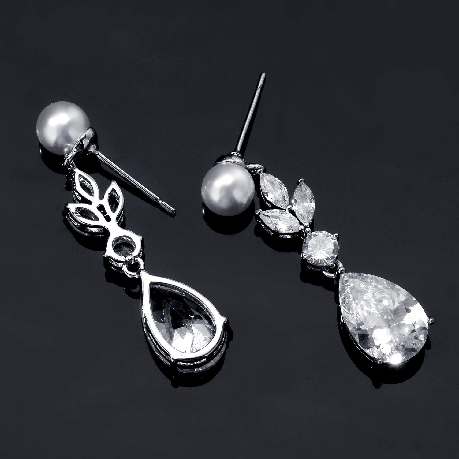 Leaves Zircon Water Drop Earrings Women - electronic accessories