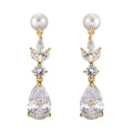 Leaves Zircon Water Drop Earrings Women - Gold Plated - electronic accessories
