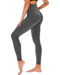 Leggings - Cropped High-waisted Solid Color Dark Gray - L - Other