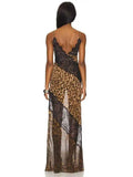 Leopard Print Spaghetti Strap Maxi Dress Women