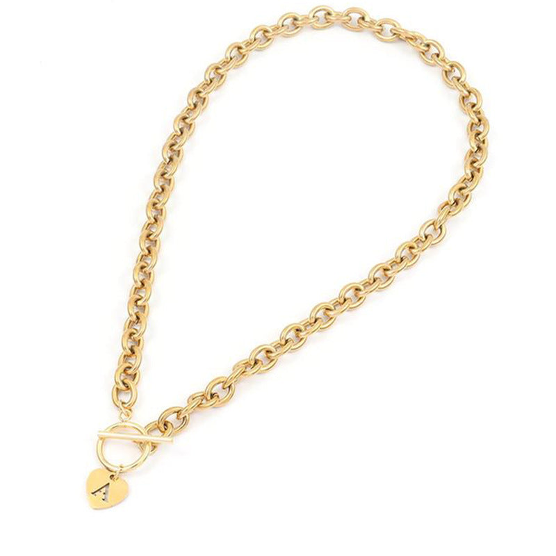 Letter Necklace Stainless Steel Heart Pendant - Gold / A - electronic accessories