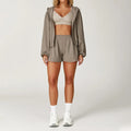 Women’s taupe yoga set with gym lightweight windbreaker dress