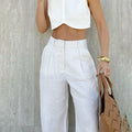 Linad Street Chic White Wide Leg Pants Women
