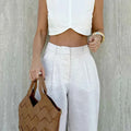 Linad Street Chic White Wide Leg Pants Women