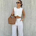 Linad Street Chic White Wide Leg Pants Women