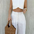 Linad Street Chic White Wide Leg Pants Women