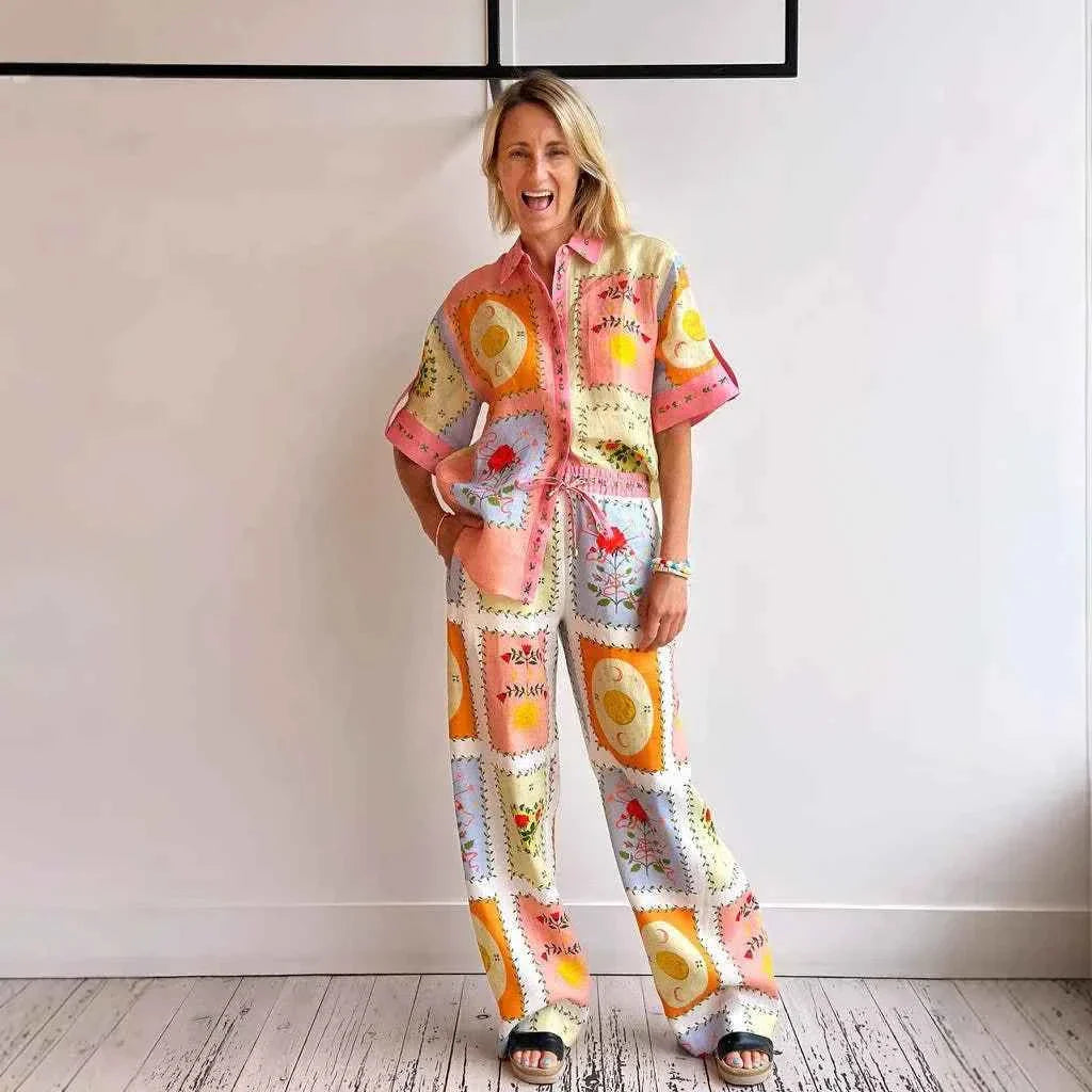 Linen Shirt Shorts Set