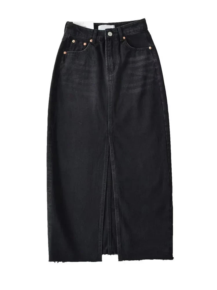 Long Denim Skirts For Women - black / M
