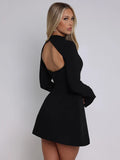 Long Sleeve Backless Mini Dress For Women Autumn Winter - Other
