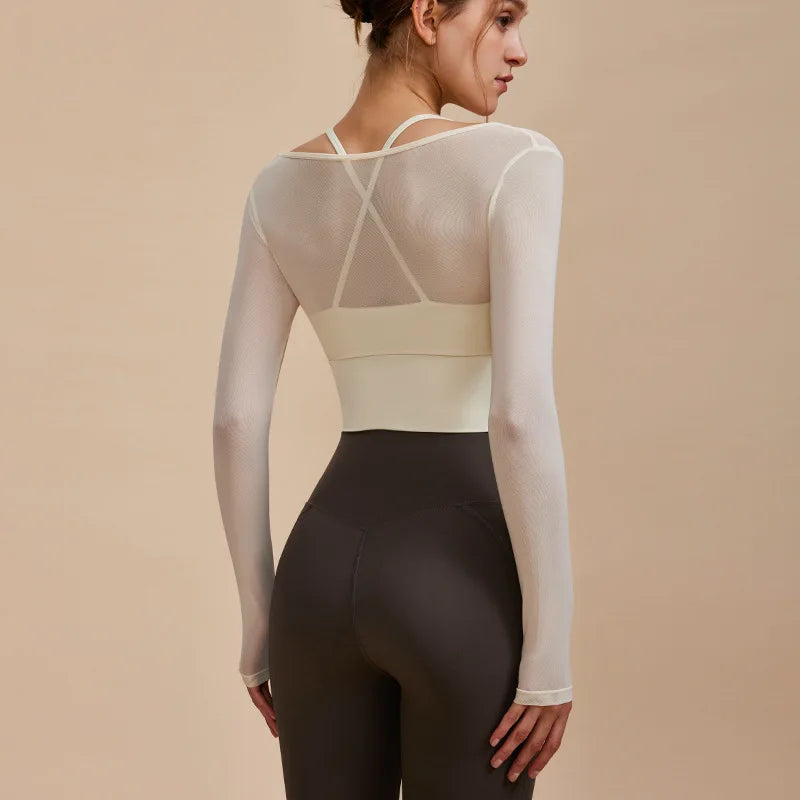 Long Sleeve Sports Shirts Women - Ivory / S