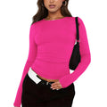 Long Sleeve T-Shirts For Women - Hot Pink / L