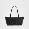Long Woven Shopper Bag - black