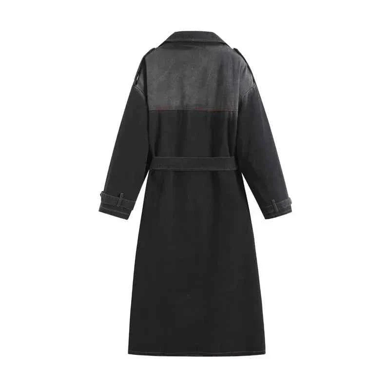 Loose Double-Breasted Denim Style Coat