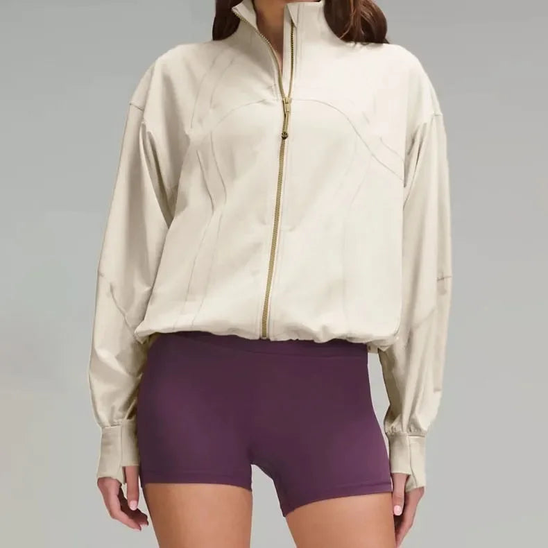 Loose-Fit Fashionable Stand Collar Batwing Sleeve Top For Women