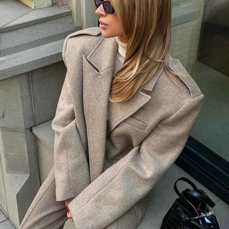 Loose Short Blend fiber Coat For Women