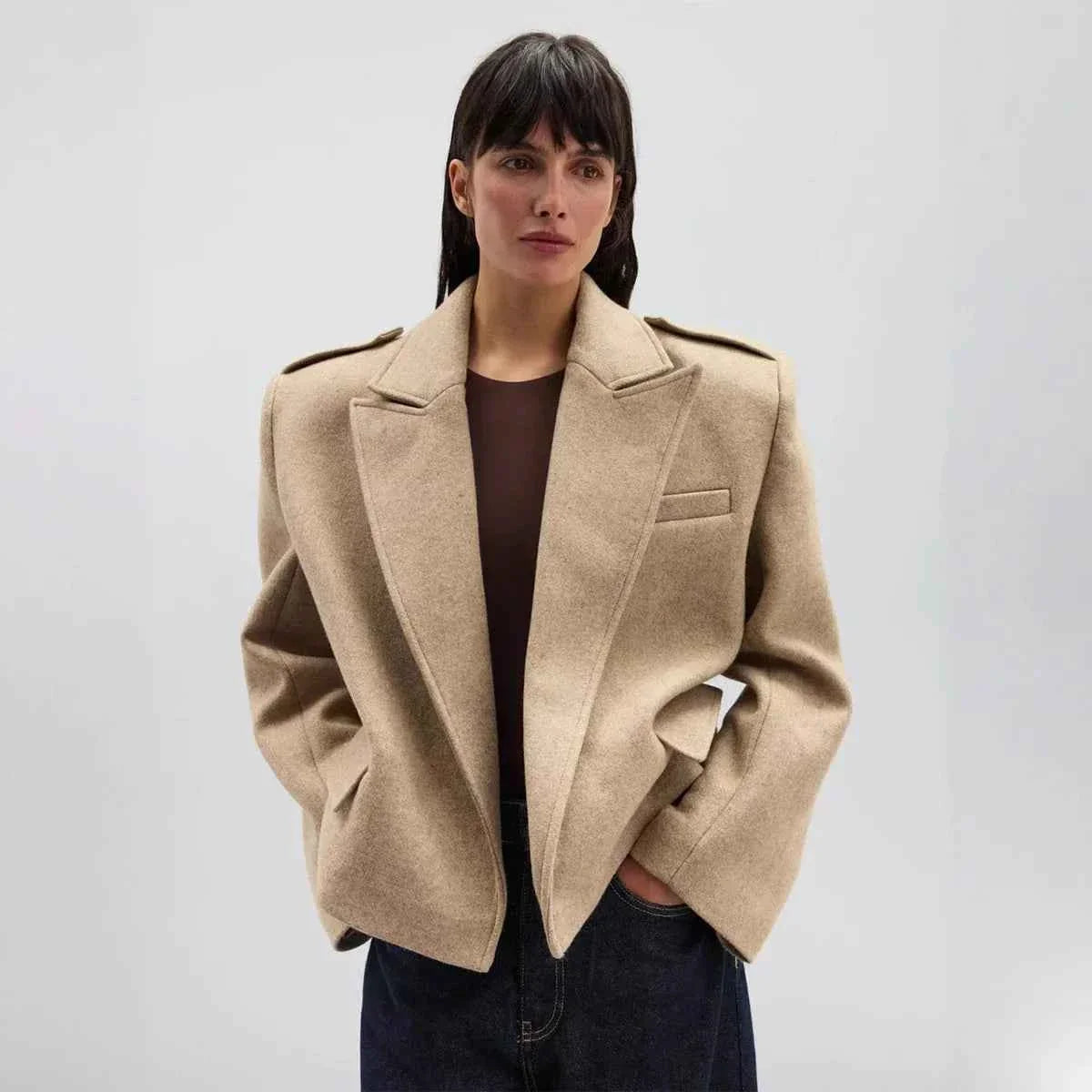 Loose Short Blend fiber Coat For Women