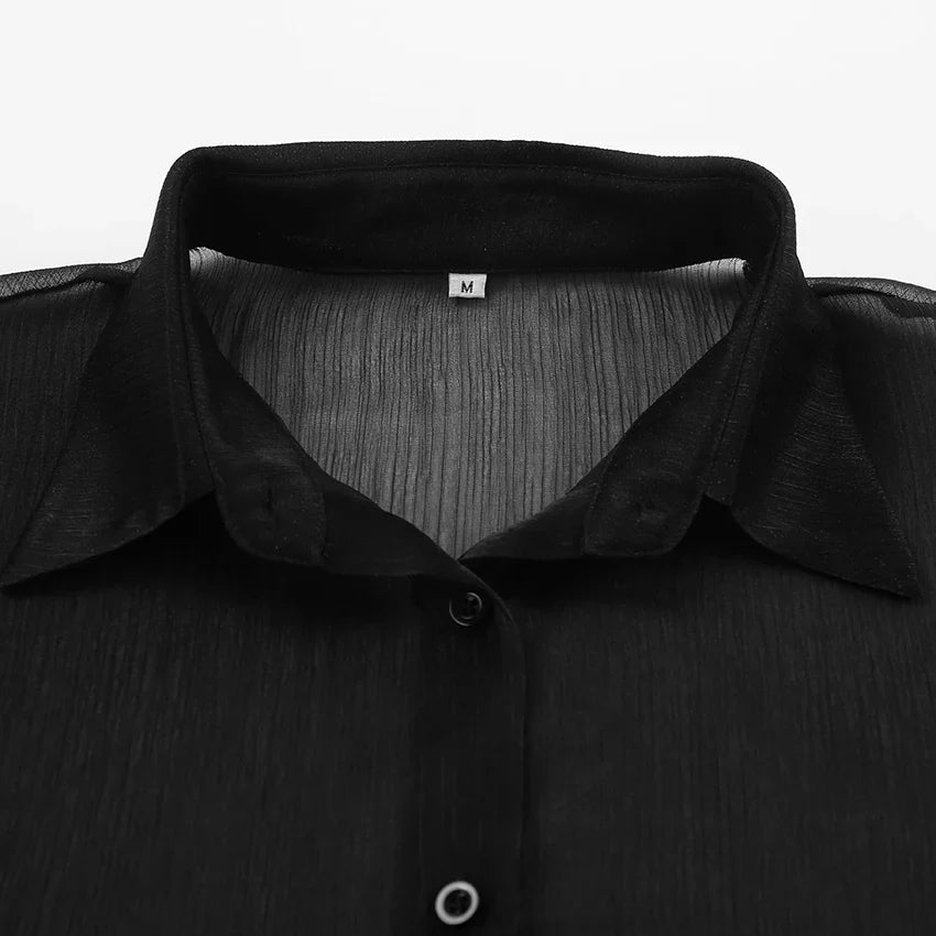 Loose Solid Color Black Shirts