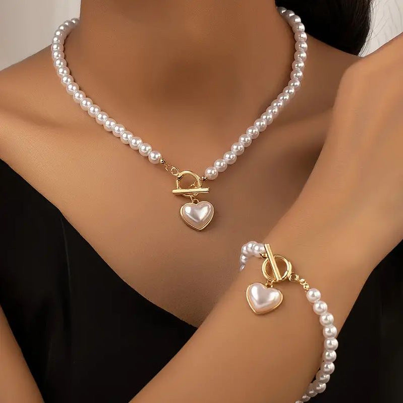Love Pearl OT Buckle Necklace Bracelet Set - XL084 - electronic accessories