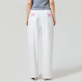 Low Waist Zipper Button Closure Bow Loose Trousers Women