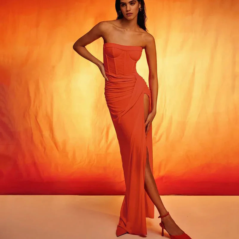 Luxury Evening Gown Strapless Banquet Dress