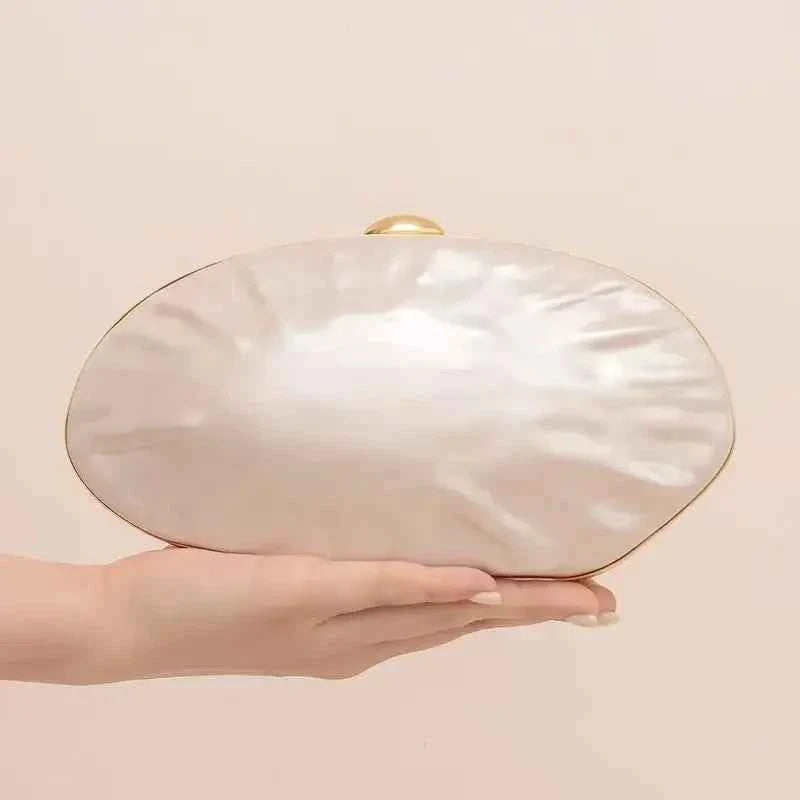 Luxury Shell Clutch Bag Acrylic Pearl White Frame Purse