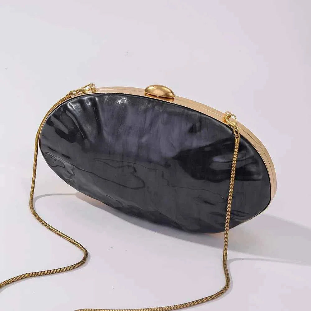 Luxury Shell Clutch Bag Acrylic Pearl White Frame Purse