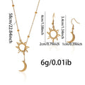 Lxalry 18K Gold Plated Sun Moon Jewelry Set Mirror Polish Hypoallergenic Necklace Earrings For Daily Evening Never Fade