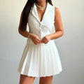 Matching Sets Vest Single Breasted Solid Dress - WHITE / XL