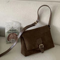 Matte Leather Large Capacity Handbag - coffee / 30x 9x21cm
