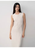 Merino Wool Extra Long Sleeveless Knit Dress - Women’s Fashion - Clothing
